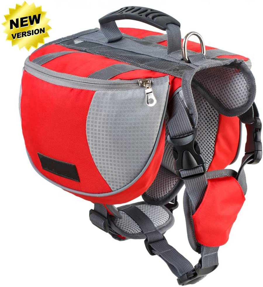 Outward Hound Quick-Release Dog Backpack Saddlebags Hiking Red LARGE 50-79  lbs.